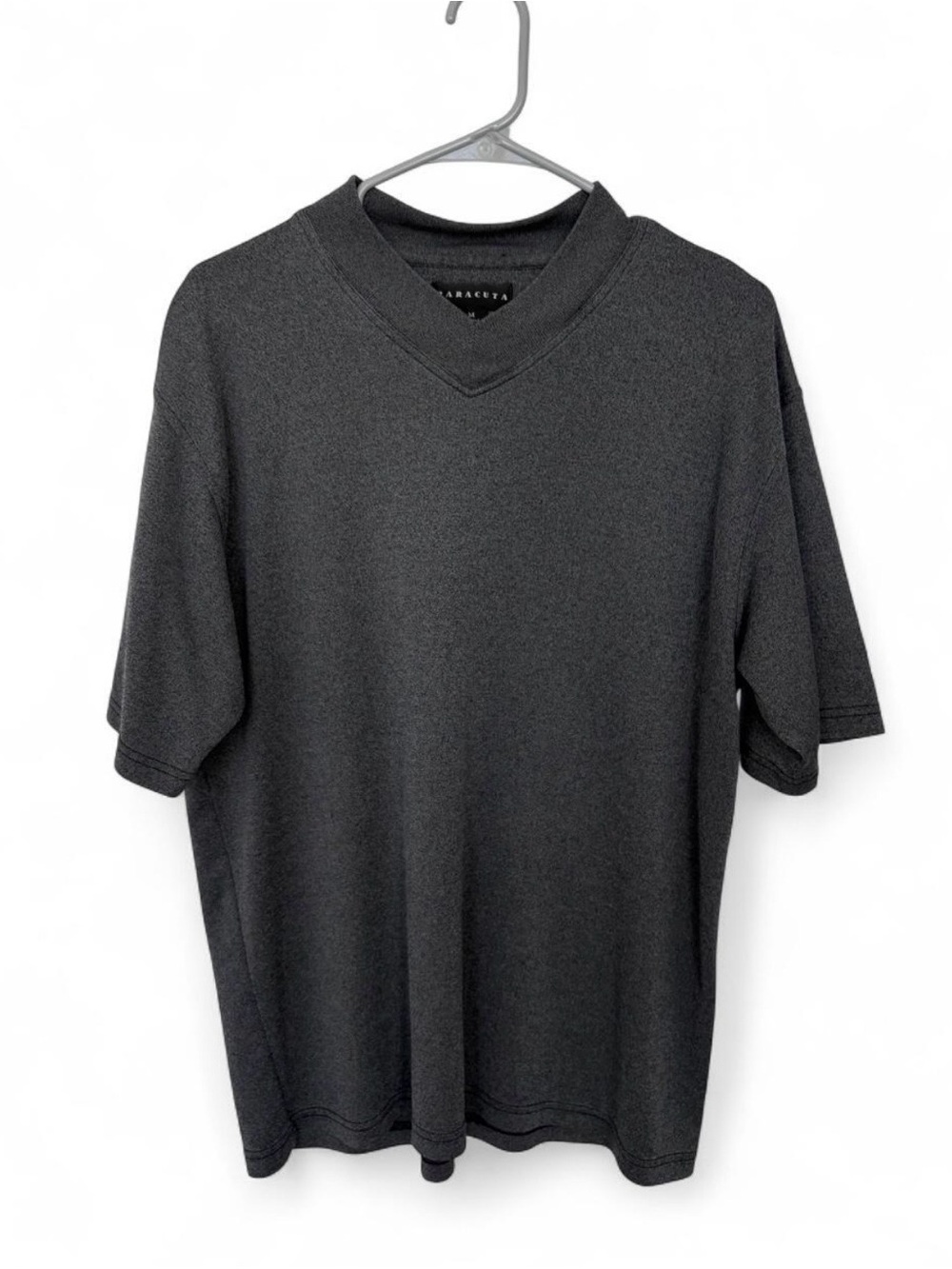 Men's Baracuta Silk Blend Gray V-neck Short 
Sleeve Shirt Medium Casual Minimal